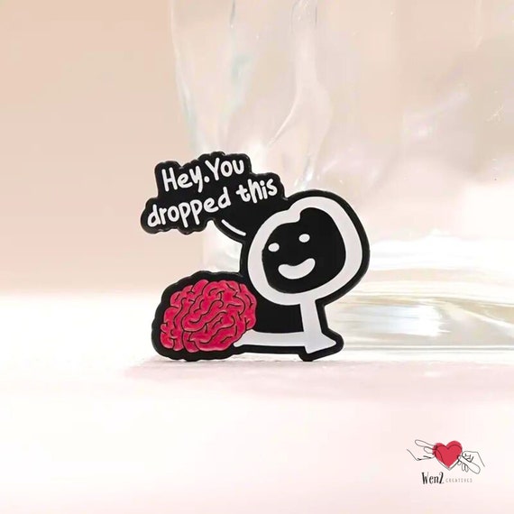 Quirky Empty Brain Enamel Pin Adult Humor Gift for Student Cute Stick Figure Pin Lost Mind Sarcasm Adulting Gift for Friend Brooch for Bag