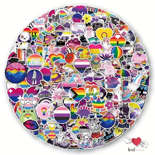 Rainbow Pride Month Sticker Bundle LQBTQ Sticker for Smart Phone Mixed Pride Sticker Pack Pride LGBTQIA Love Bi Trans Gay Les Enby Decal Set