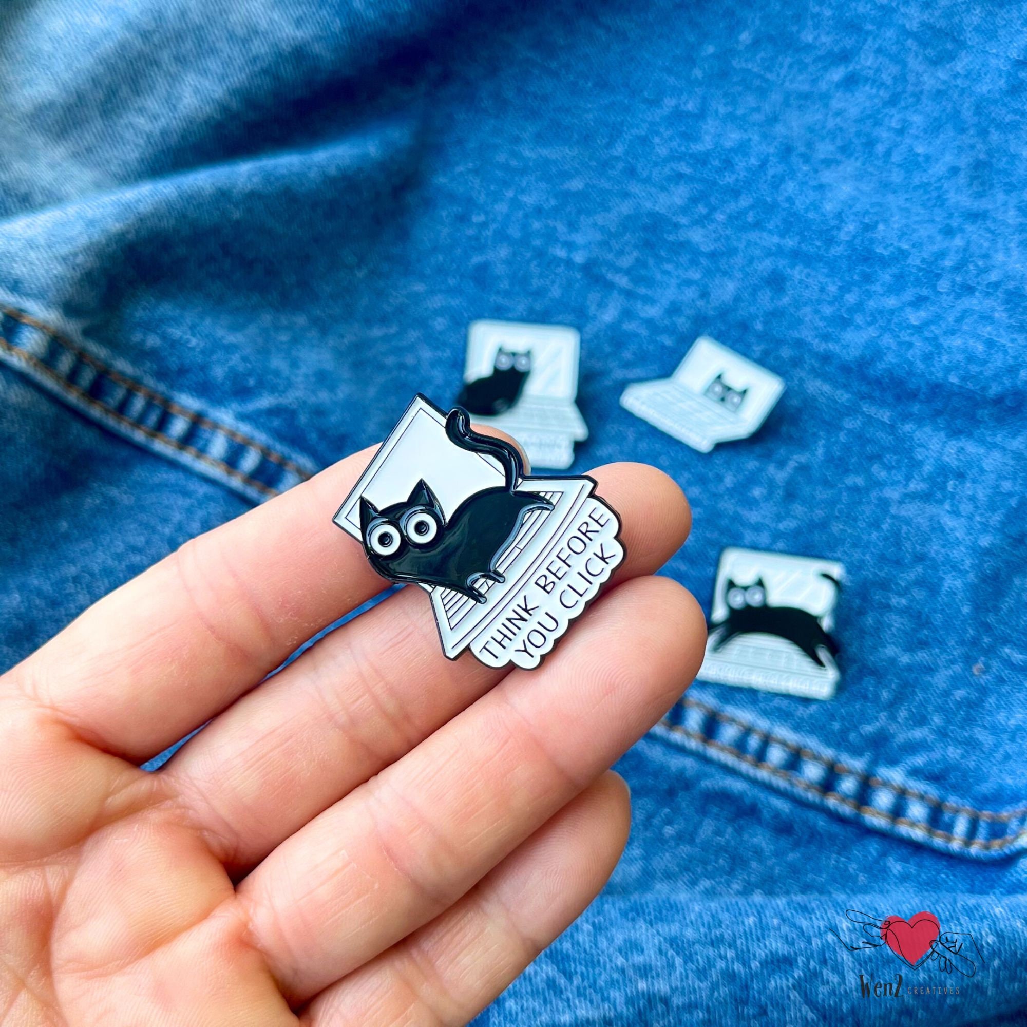 Computer Geek Black Cat Enamel Pin Brooch for Cat Mom Gift Cat Dad Work ...