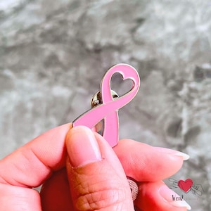 Pink Ribbon Women Breast Cancer Awareness  Enamel Pin October F Cancer Survivor Gift Breast Health Prevention Warrior Gift Mom Heart Ribbon