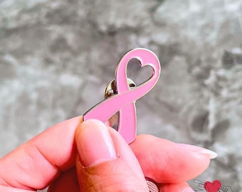 Pink Ribbon Women Breast Cancer Awareness  Enamel Pin October F Cancer Survivor Gift Breast Health Prevention Warrior Gift Mom Heart Ribbon