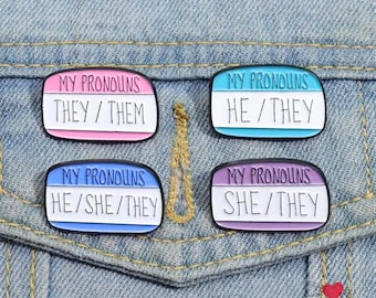 Pronoun Enamel Pin Pride Month Gift LGBTQ Pride Pin He She They Them LGBTQIA Enamel Pin for Hat Queer Non Binary Lapel Pride Pronoun Gift