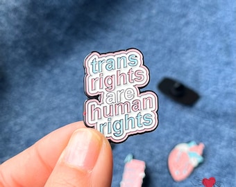 Trans Right Human Right  Enamel Pin Transgender Pride Rainbow Trans Heart Pride Month LGBTQ Pride Pin Gift LGBTQ Ally Pin Queer Trans Pride