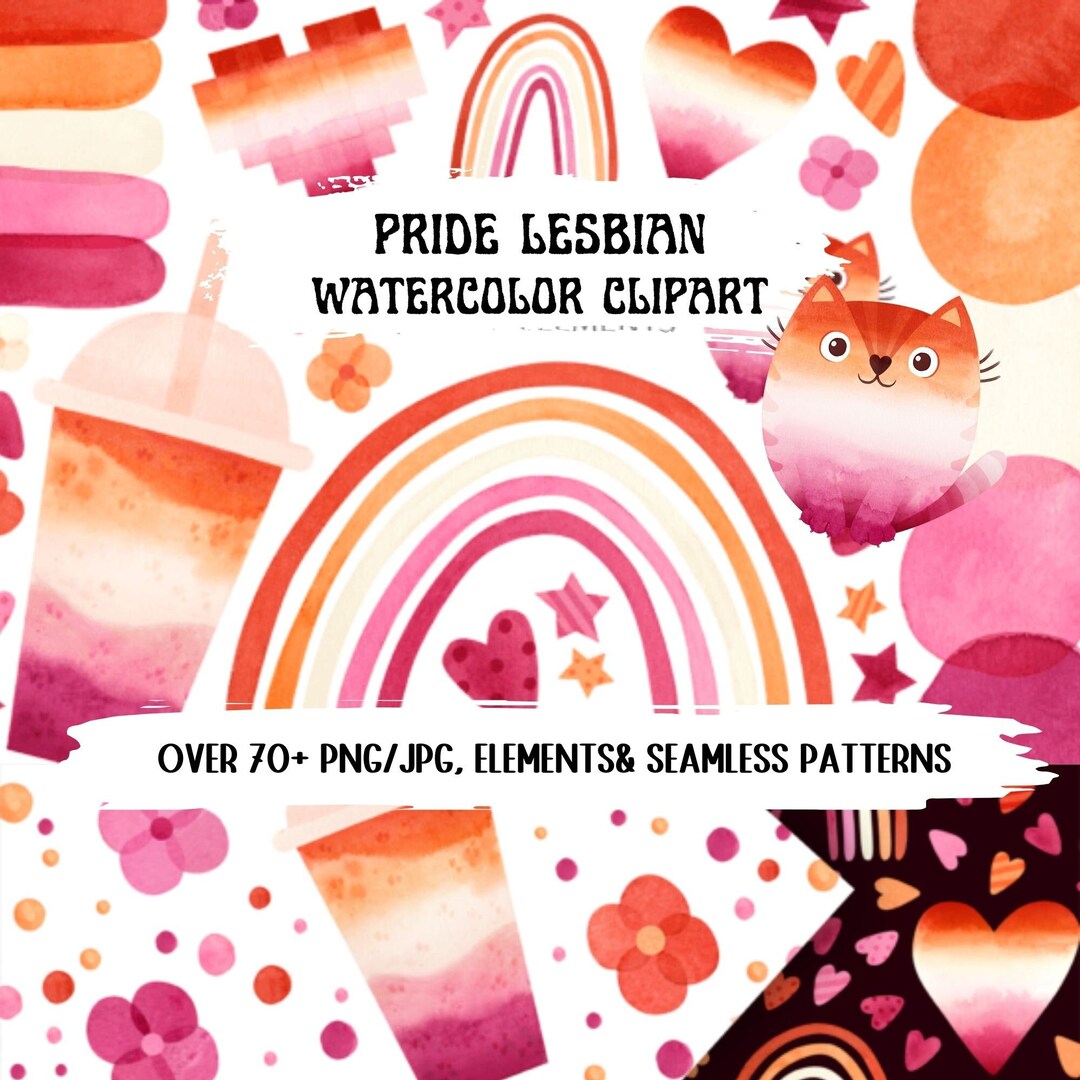 75+ Pride Lesbian Watercolor Clipart Bundle Seamless Pattern LGBTQIA ...