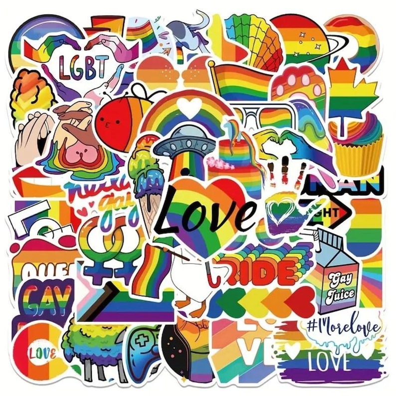 Bundle Pride Month Sticker Rainbow LQBTQ Sticker for Tumbler Mixed ...