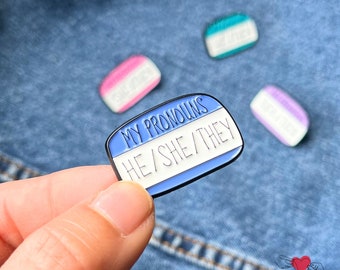 Pride Pronoun Pin Hello Badge Pride Month Gift LGBTQ Pride Pin They Them LGBTQIA Enamel Pin Non Binary Lapel Pride Neopronoun Gift Inclusive