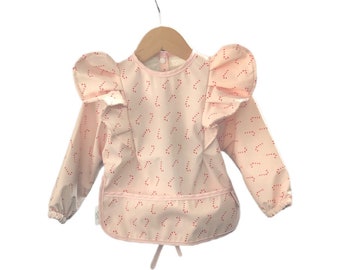 Long Sleeved Waterproof Coverall Bib, Weaning, Messy Play, Washable. Baby/Toddler Apron, Baby Bib, Weaning Bib.