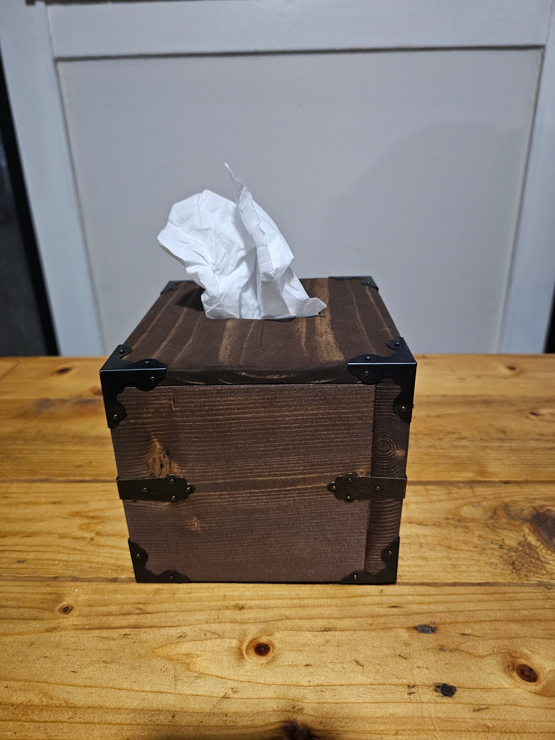 Rustic Wood Tissue Box Cover, Metal Accents, Handmade Pine & Cedar - Etsy