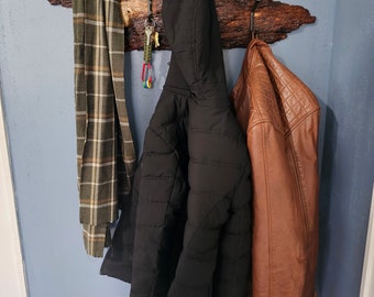 Rustic 32" handmade live edge cedar wall mounted coat hook