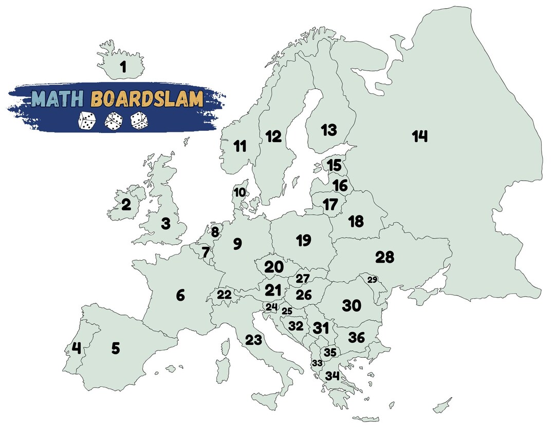 Math Boardslam Europe Mat 1-36, Math Dice Game for Speed and Accuracy ...