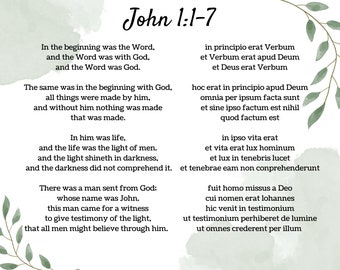 English Latin John 1:1-7 Classical Conversations Cycle 3 Latin English Bible verse.