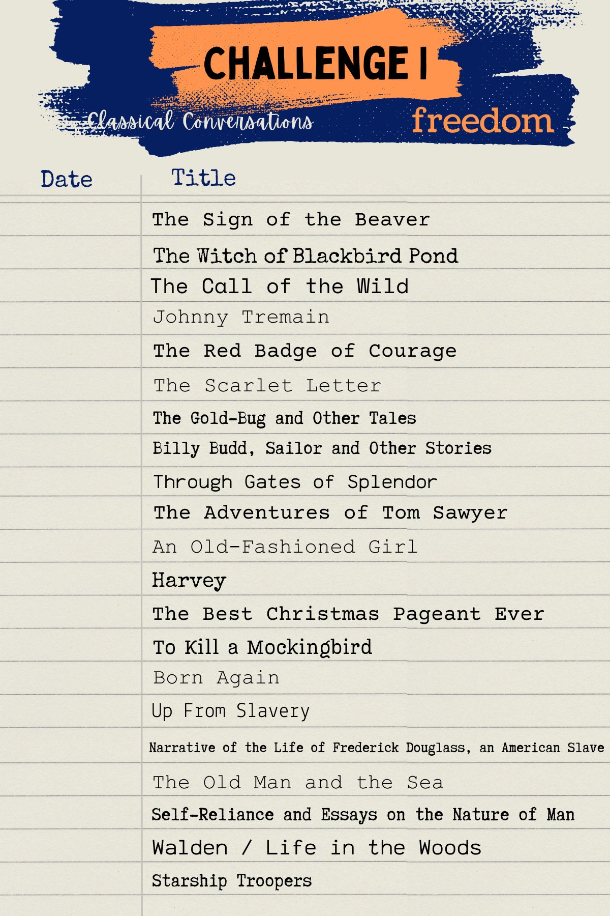 Classical Conversations Challenge I Bookmarks: Student Reading Log - Etsy