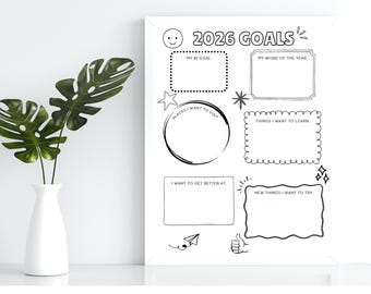 2026 Kids Goals, Childrens Vision Board, New Years Resolution, Goal Setting, Life Planning Journal, New Years Goals Vision, Printable