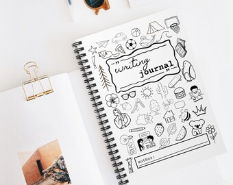 Dagboek voor het schrijven van korte verhalen: spiraalvormig notitieboek met regels