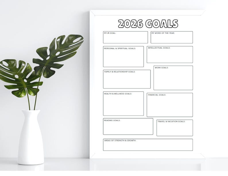 2026 Goals, Vision Board, New Years Resolution, Goal Setting, Life Planning Journal, New Years Goals Vision, Printable image 1