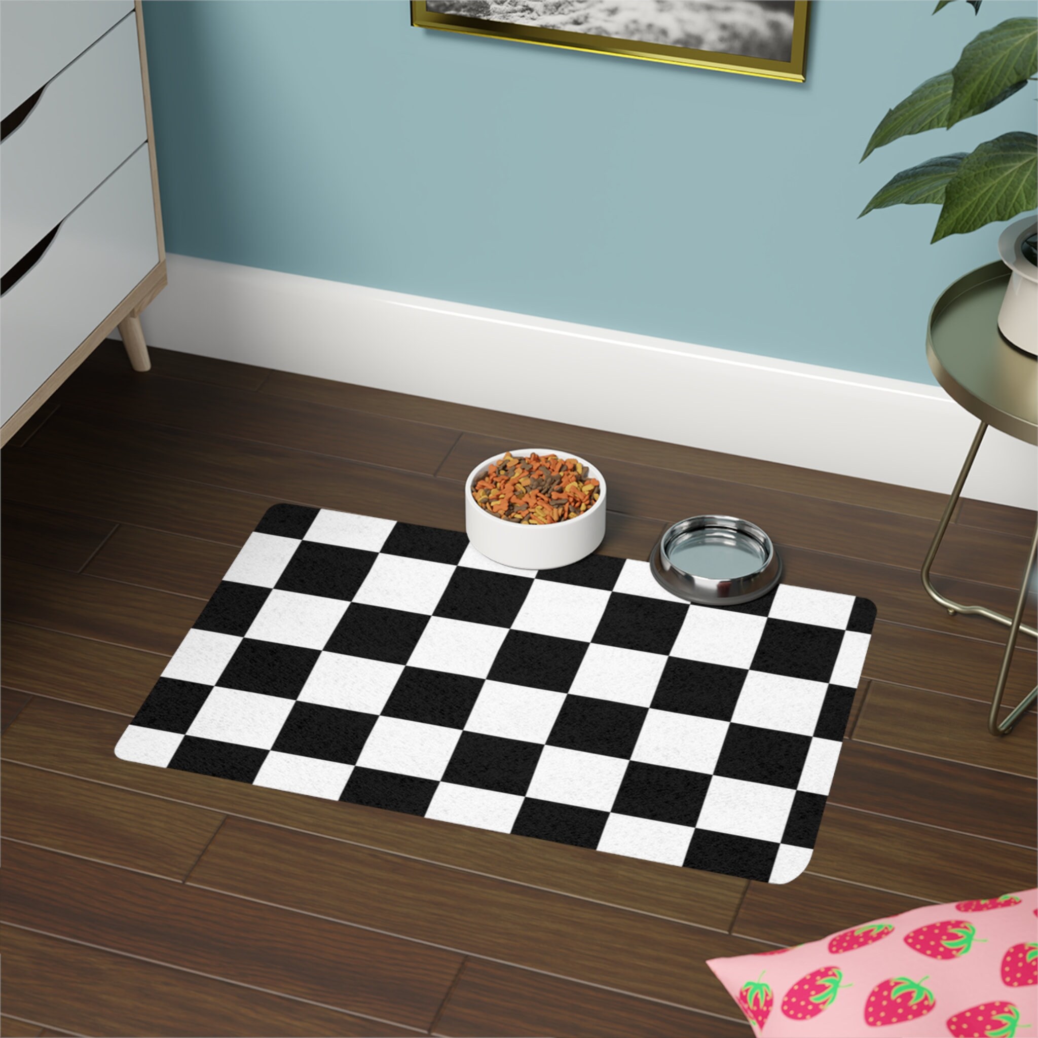 Checkerboard Pet Food Mat (12x18) - Etsy