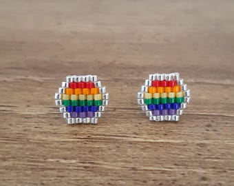 Rainbow pride studs