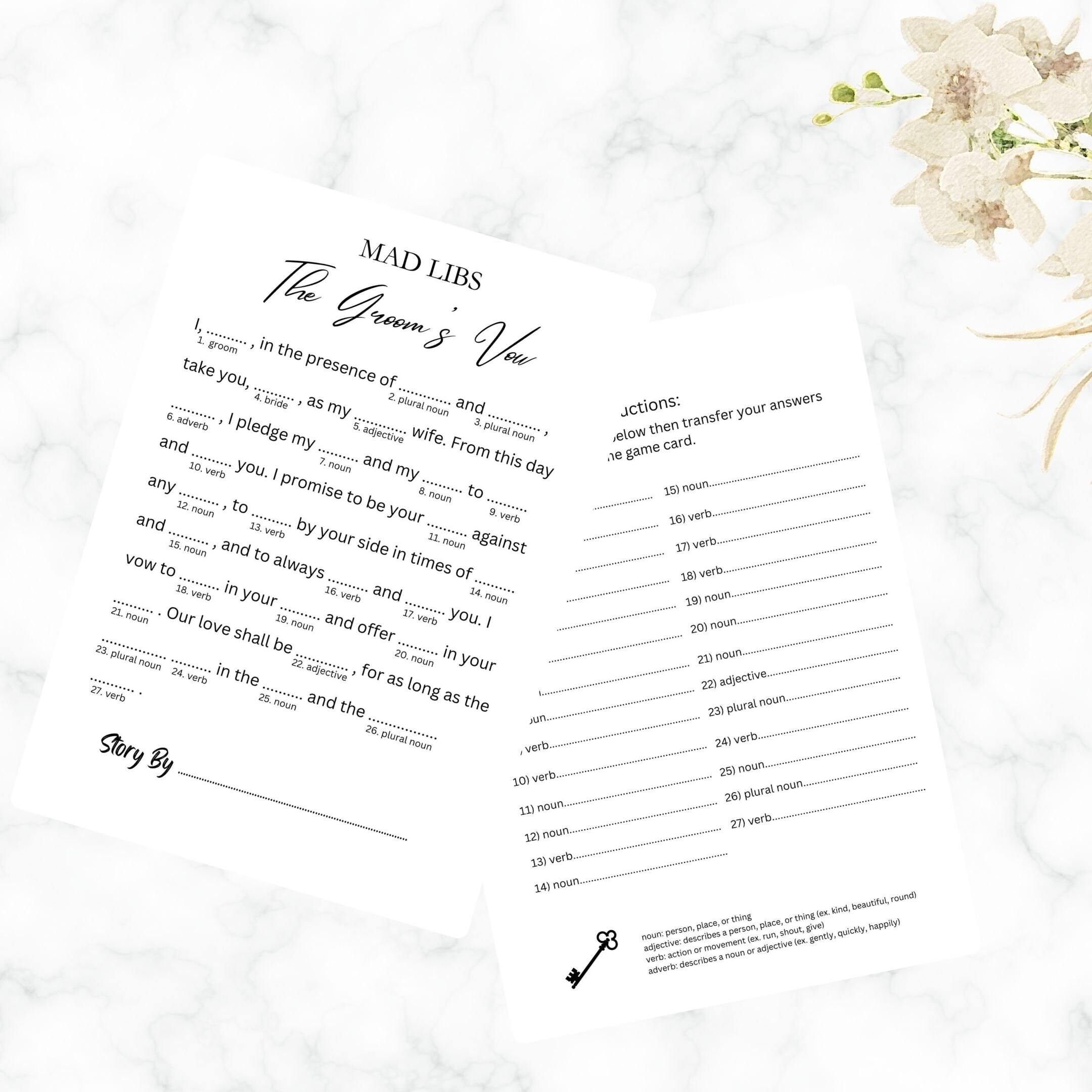 3 Printable Themed Mad Libs Games With Minimalist Design for Bridal ...