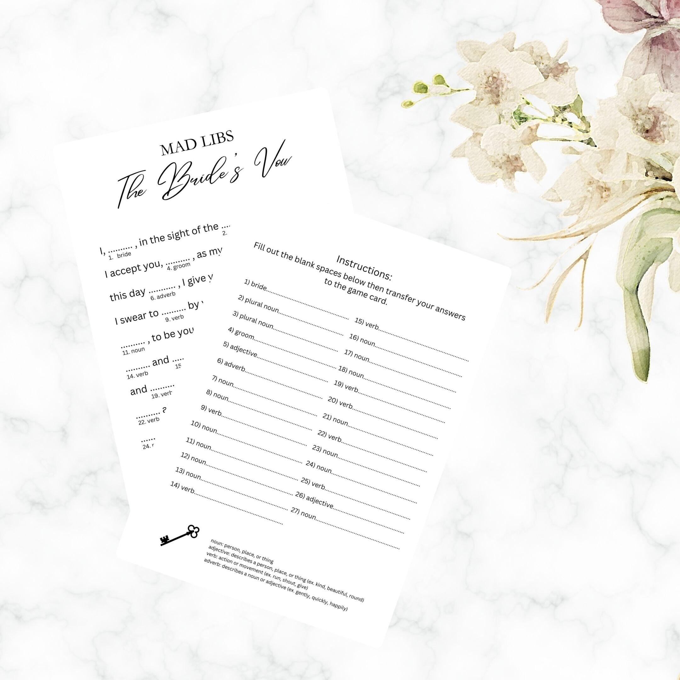 3 Printable Themed Mad Libs Games With Minimalist Design for Bridal ...