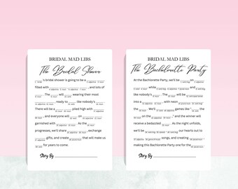 2 Printable Mad Libs Games With Minimalist Design for Bridal Shower or ...