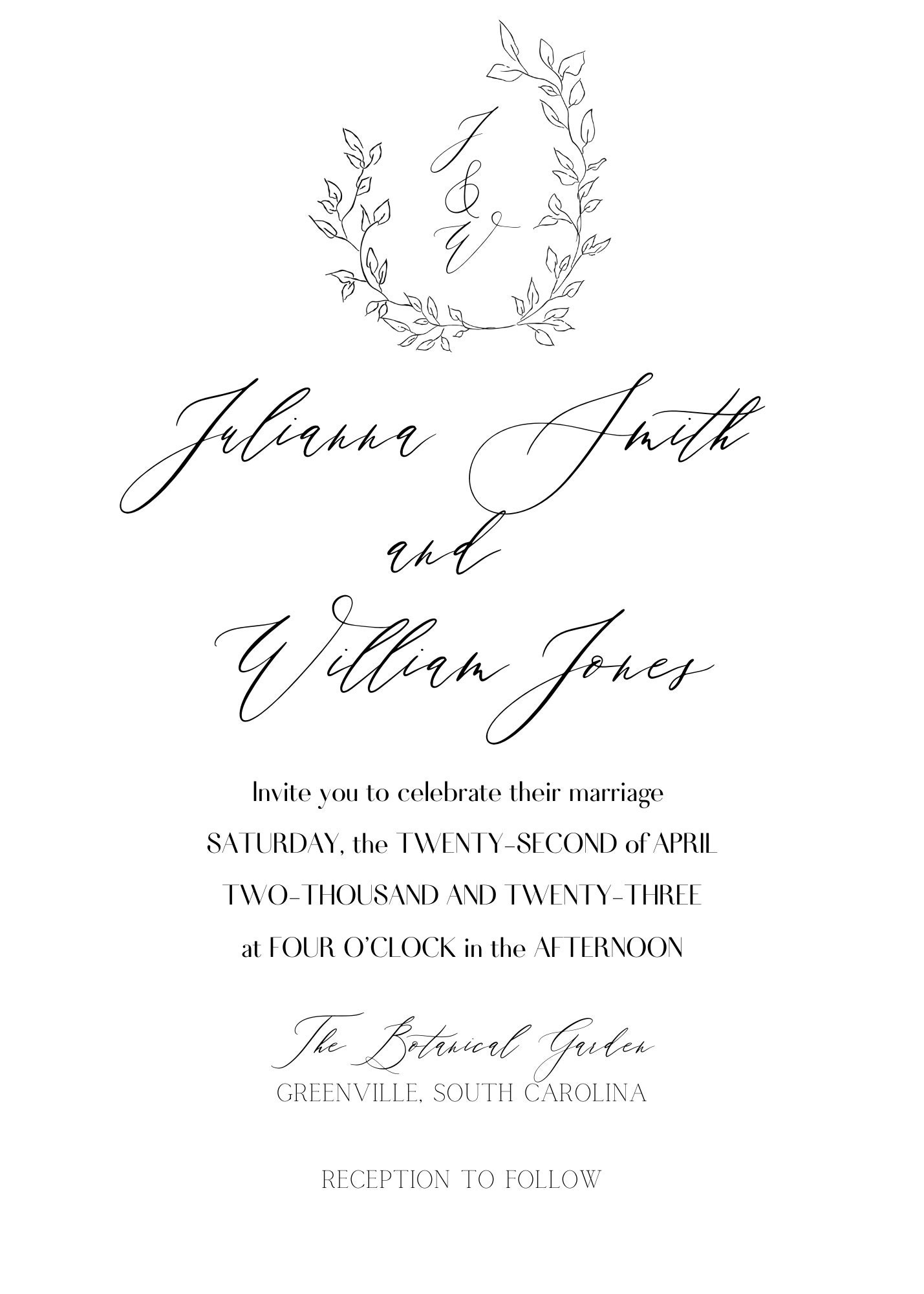 Editable Wedding Invitation Elegant Monogram Crest Printable Etsy