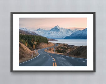 Mount Cook Photography Print, New Zealand Mountain Landscape, Giclée Fine Art