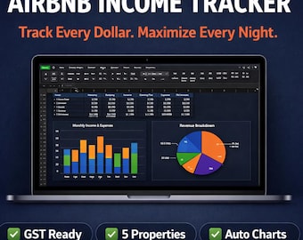 Airbnb Income & Expense Tracker Spreadsheet | AUS GST | Excel | Charts