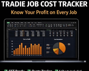 Tradie Job Cost Tracker Excel Spreadsheet | Australian Contractor Income Expense (Digital Download)