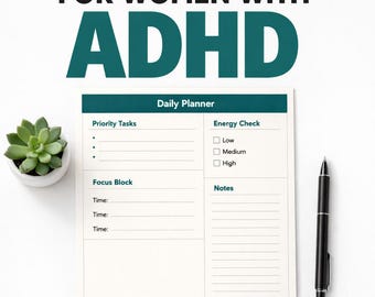 ADHD Women's Daily Reset Planner | Hormone Cycle, RSD Tools (Printable PDF)