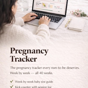 Tracker interattivo della gravidanza / Funziona come un'app - Nessun abbonamento / Contatore di calci, traguardi, diario della memoria (download digitale)