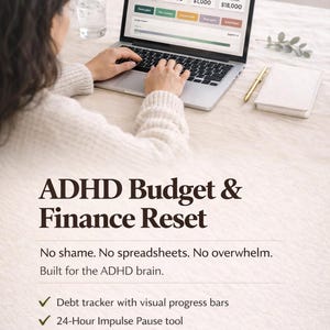 Interactive ADHD Budget & Finance Reset Tracker | Works Like an App — No Subscription | Debt Bills Money Wins | Digital Planner