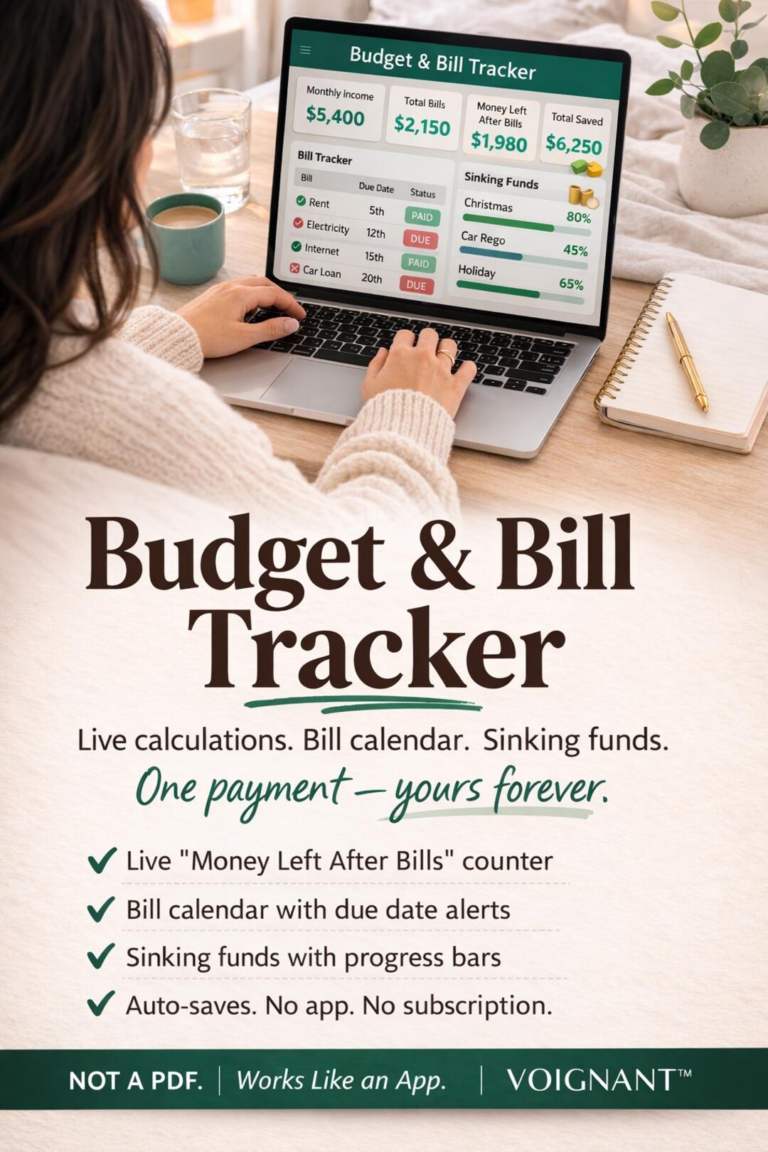 Interactive Budget & Bill Tracker | Works Like an App — No Subscription ...