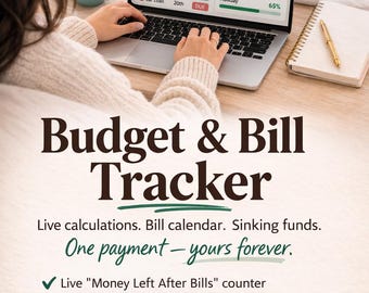 Interactive Budget & Bill Tracker | Works Like an App — No Subscription | Sinking Funds, Bill Calendar (Digital Download)