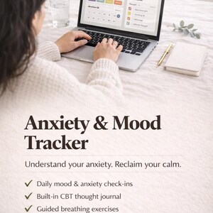 Interaktiver Angst & Stimmungs Tracker | Funktioniert wie eine App — kein Abo | CBT Journal, Atemübungen (Digitaler Download)