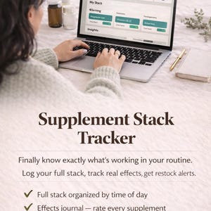 Interactive Supplement Stack Tracker | Works Like an App — No Subscription | Vitamin Log, Effects Journal, Restock Alerts (Digital Download)