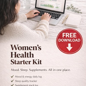 Kit de inicio interactivo para la salud femenina / Funciona como una app — Sin suscripción / Registro de suplementos para el sueño y el estado de ánimo (Descarga digital)