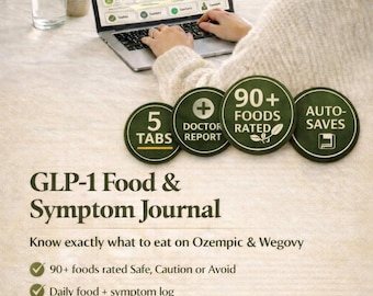 GLP-1 Food & Symptom Journal | Works Like an App — 90+ Foods Rated | Doctor Report | Digital Download