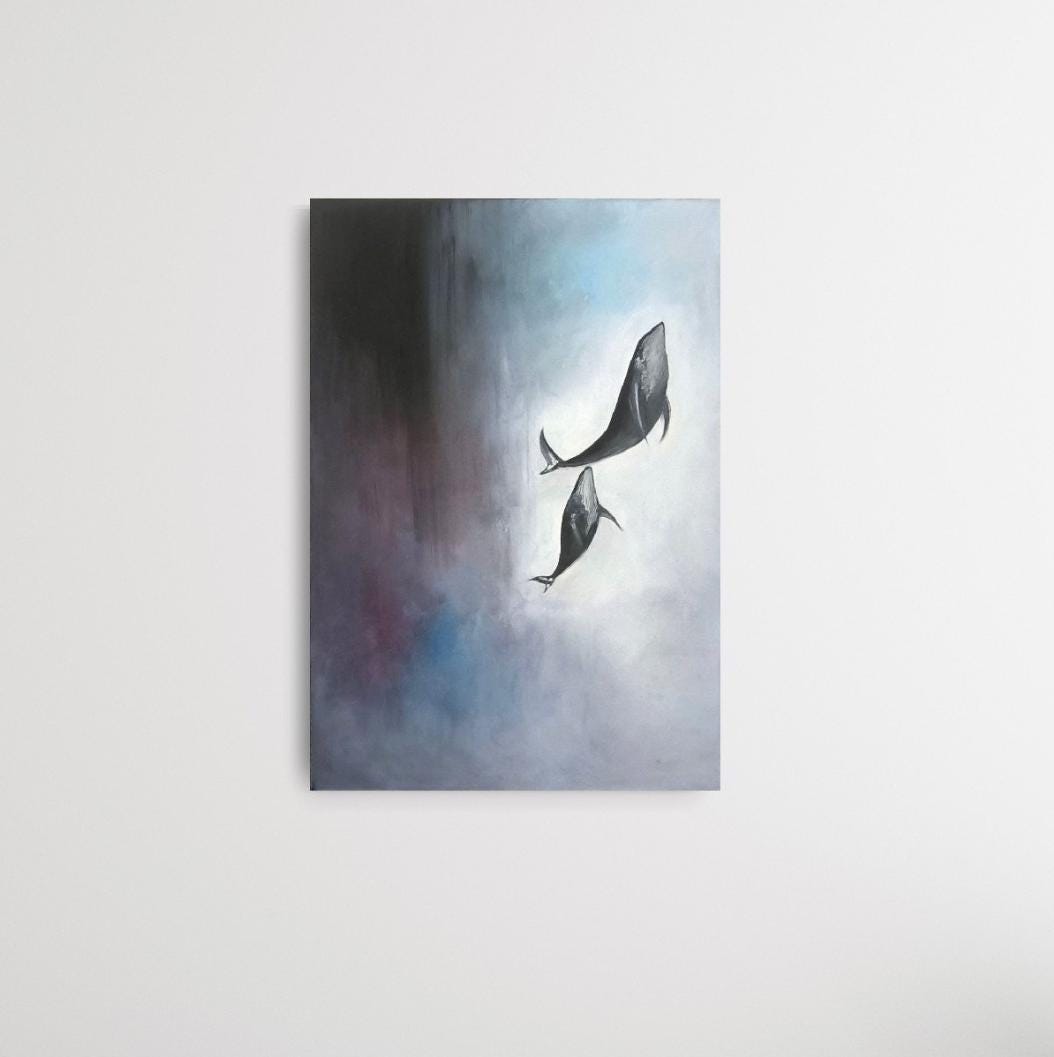Minimalist Whale Poster — Digital Download Wall Art | Scandinavian Decor