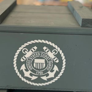 Wood Ammo Box – U.S. Coast Guard Military Style – Patriotic Storage Chest – Veteran Gift – Handmade Keepsake – Rustic Military Decor