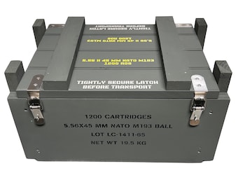 5.56 / .223 Ammo Crate | Handcrafted Wooden Ammo Box | Military Style Storage Crate | Stainless Hardware | Caliber Collection