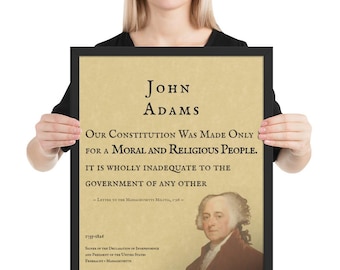 John Adams Wandkunst Zitat - Gründervater Dekor - Fanatistische Wandkunst - Amerikanischer Geschichtsdruck - Vintage Dokumentenstil - Serie Nr. 1