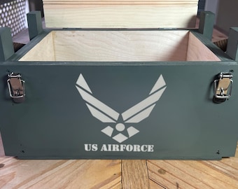 Handcrafted Military Ammo Box – Personalized Veteran Keepsake, Branch Collection
