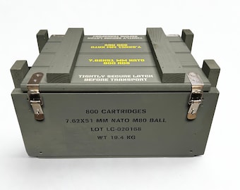 308 / 7.62x51 NATO Ammo Crate | Handcrafted Wooden Ammo Box | Military Style Storage Crate | Stainless Hardware | Caliber Collection