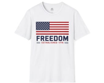 T-Shirt mit amerikanischer Flagge und Freiheitsmotiv | Patriotisches USA-Logo, gegründet 1776