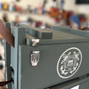 Wooden Ammo Storage Box – U.S. Coast Guard Edition | OD Green | Sliding Tray
