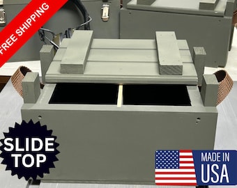 Mini Recon Ammo Crate | ArmorCore™ Interior | Dual Compartment Ammo Storage Box | Handcrafted Wooden Ammo Crate | Freedom Crate Co.