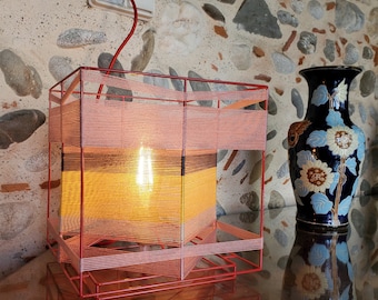 Cube table lamp in cotton yarn