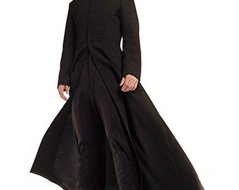 Neo Matrix Trench Coat Keanu Reeves Black Trench Coat | Keanu Reeves Black Trench Coat |Matrix Full Length Duster Coat |Neo Trench Coat