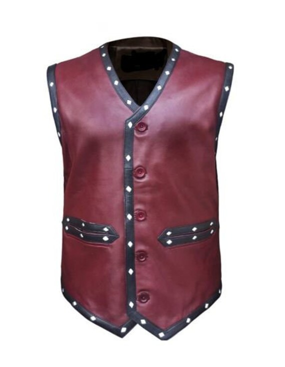 Chaleco de cuero granate The Warriors para hombre Etsy Mexico
