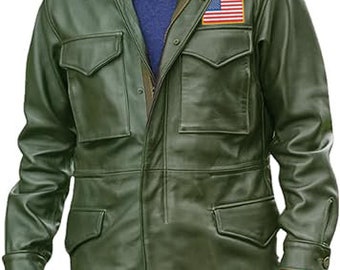 US Army Leather M65 Field Jacket Men Military | M65 Field Leather Jacket